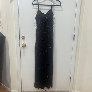 JS Boutique Maroon Maxi Dress with Beautiful Beading